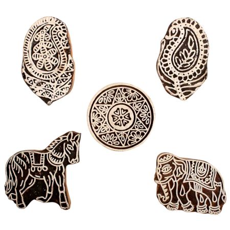 Set of 5 Piece New Mix Wooden Printing Block